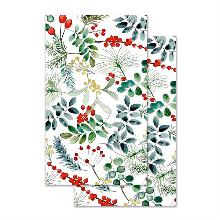 Winter Greenery &amp; Berry Quck-Dry Kitchen Towel
