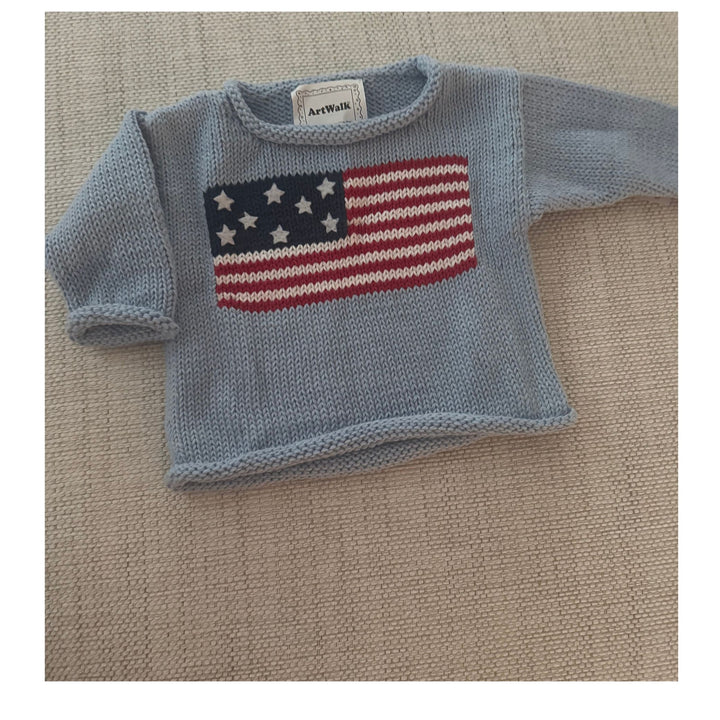 Art Walk Baby American Flag Sweater - 100% Cotton Knit (6M-18M)