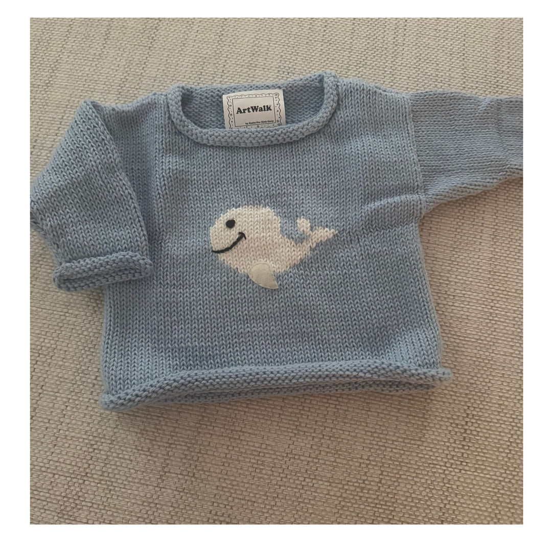 Art Walk Baby Whale Sweater - 100% Cotton Knit (6M-18M)