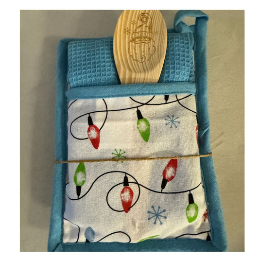 Oven Mitt, Tea Towel and Wood Spoon Set