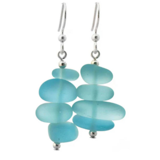 Jewelry - Aqua Sea Glass Drop Earrings