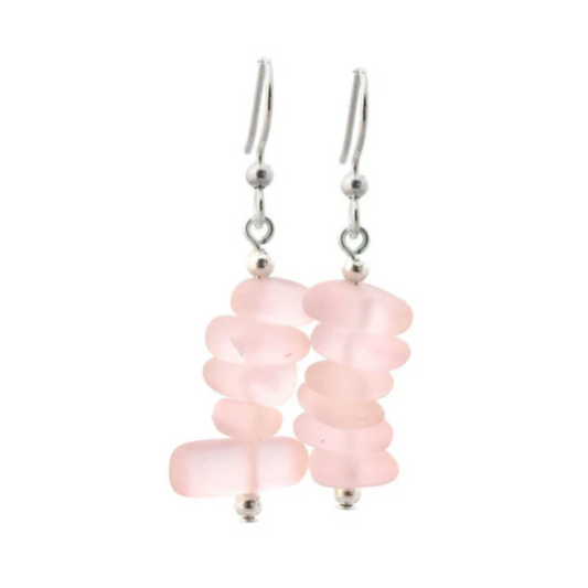 Jewelry - Pink Sea Glass Drop Earrings