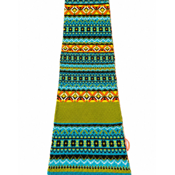 Colorful Fair Isle Knit Winter Scarf - Teal Mix