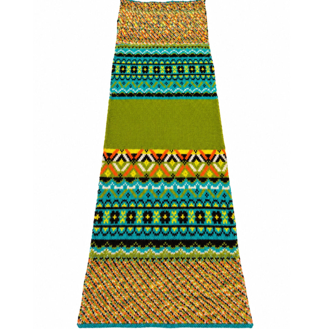 Colorful Fair Isle Knit Winter Scarf - Teal Mix