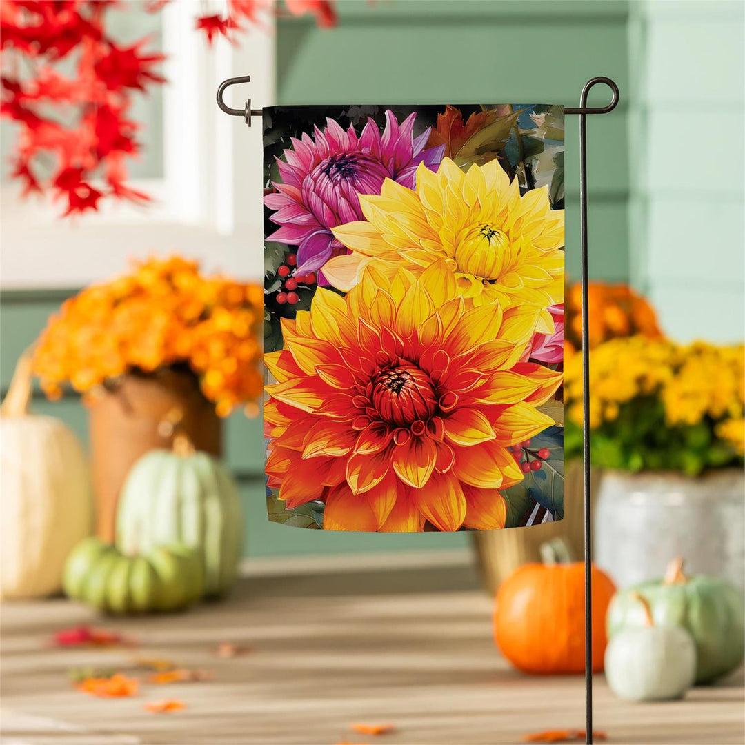 Fall Dahlia Floral Garden Flag