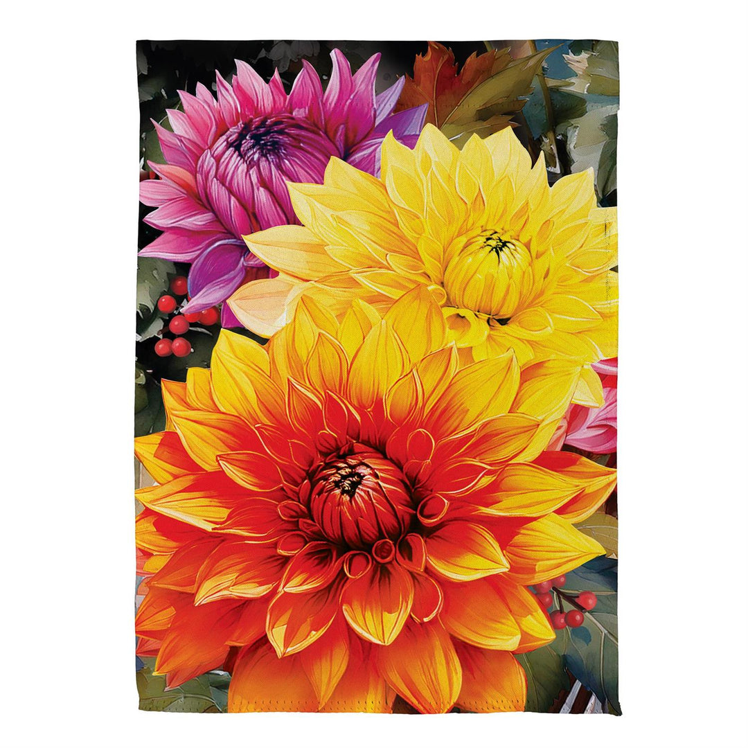 Fall Dahlia Floral Garden Flag