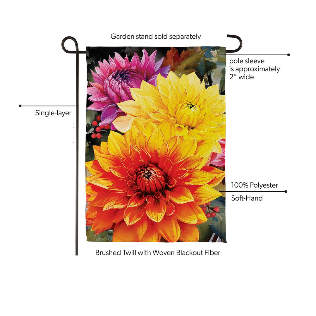 Fall Dahlia Floral Garden Flag