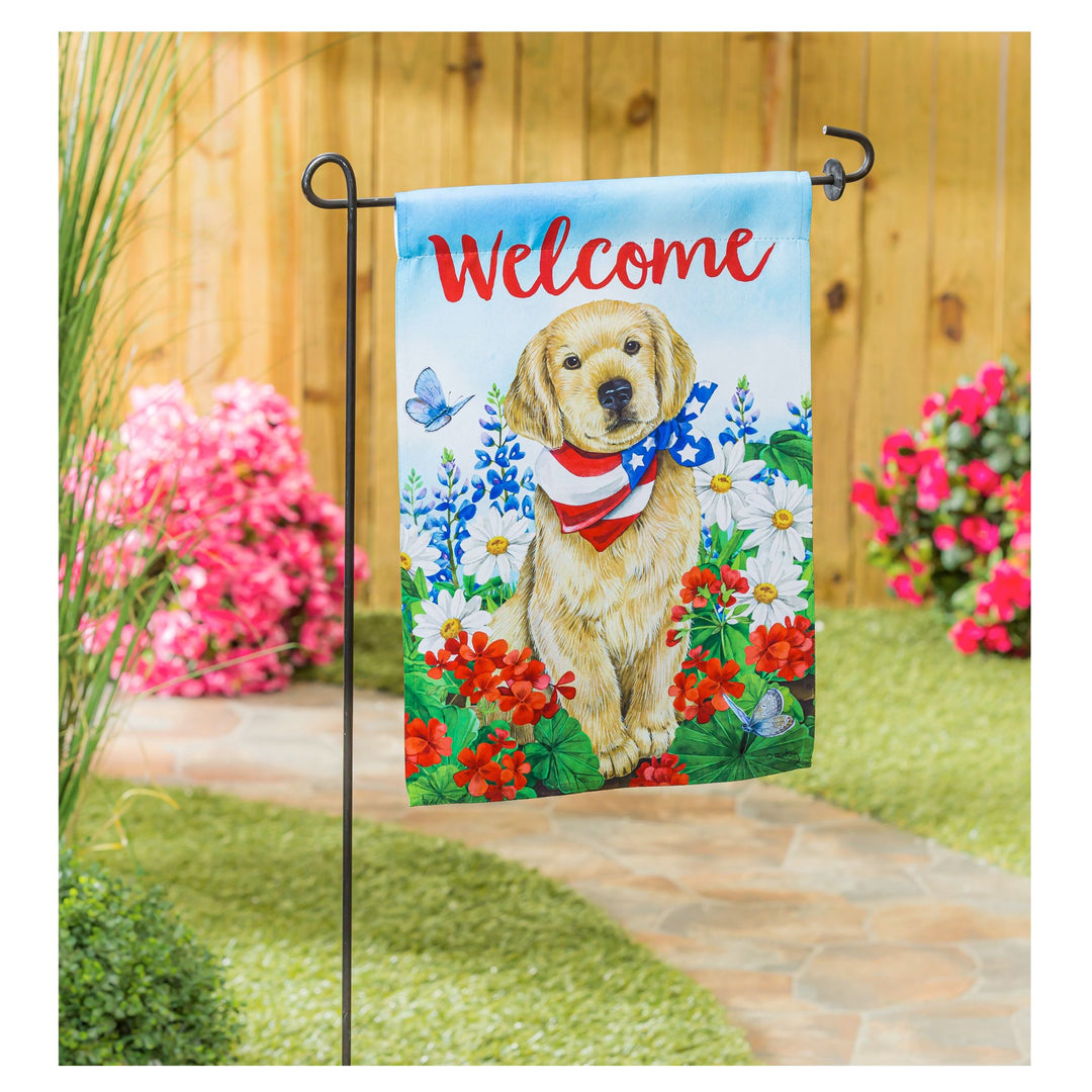 Garden Flag - Dog with Patriotic Bandana