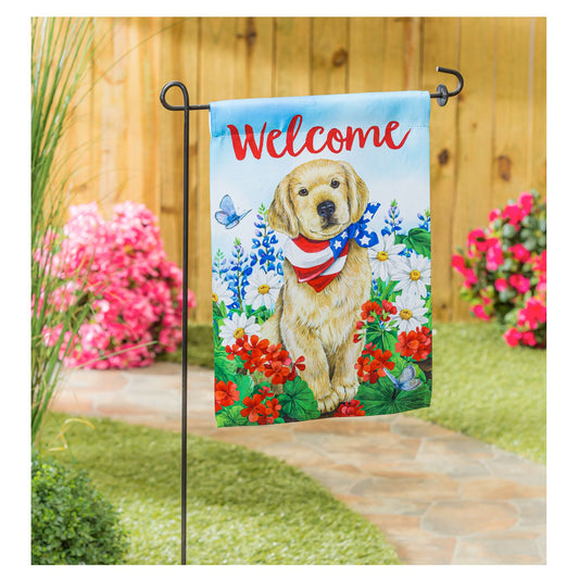 Decor - Dog with Patriotic Bandana Garden Flag