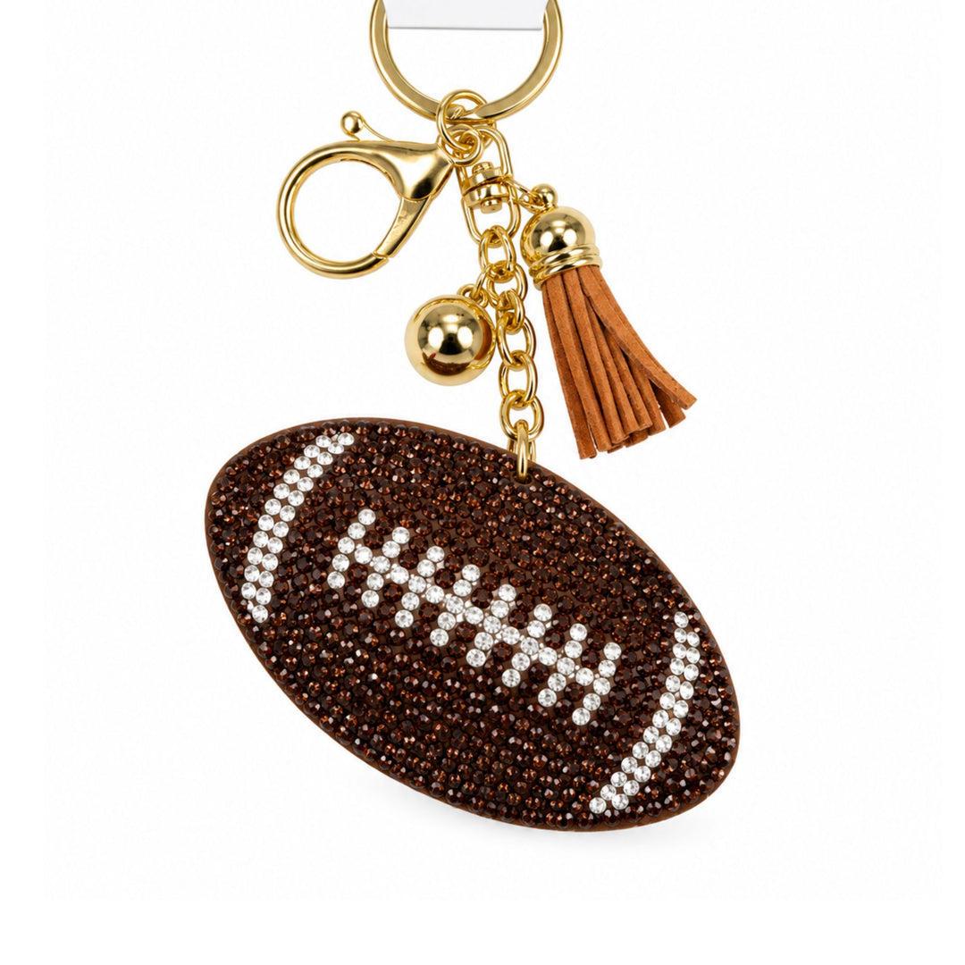 Rhinestone Football Keychain &amp; Bag Charm