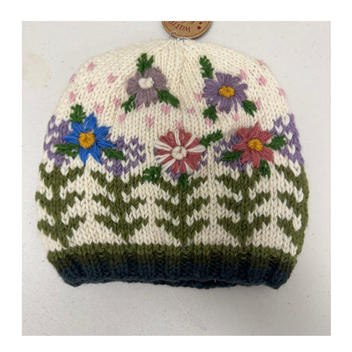 Botanical Embroidered Wool Hat | Handmade in Nepal | Fleece-Lined | Choice of 8 Styles