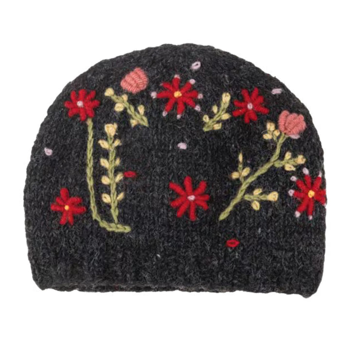 Botanical Embroidered Wool Hat | Handmade in Nepal | Fleece-Lined | Choice of 8 Styles