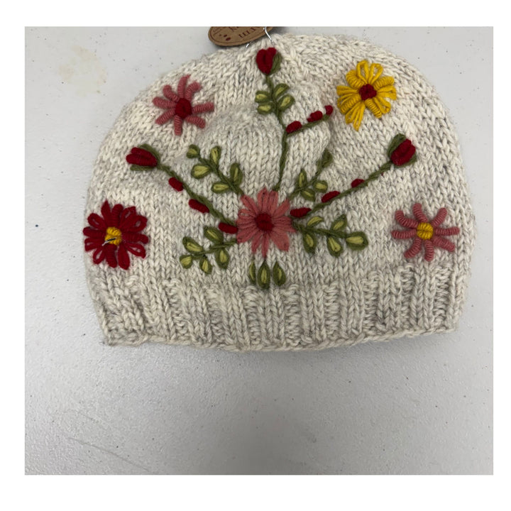 Botanical Embroidered Wool Hat | Handmade in Nepal | Fleece-Lined | Choice of 8 Styles