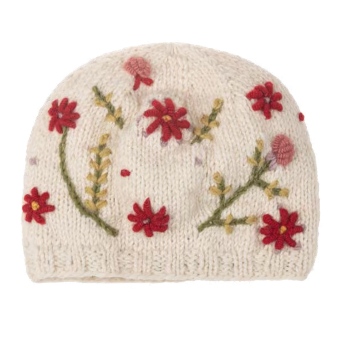 Botanical Embroidered Wool Hat | Handmade in Nepal | Fleece-Lined | Choice of 8 Styles