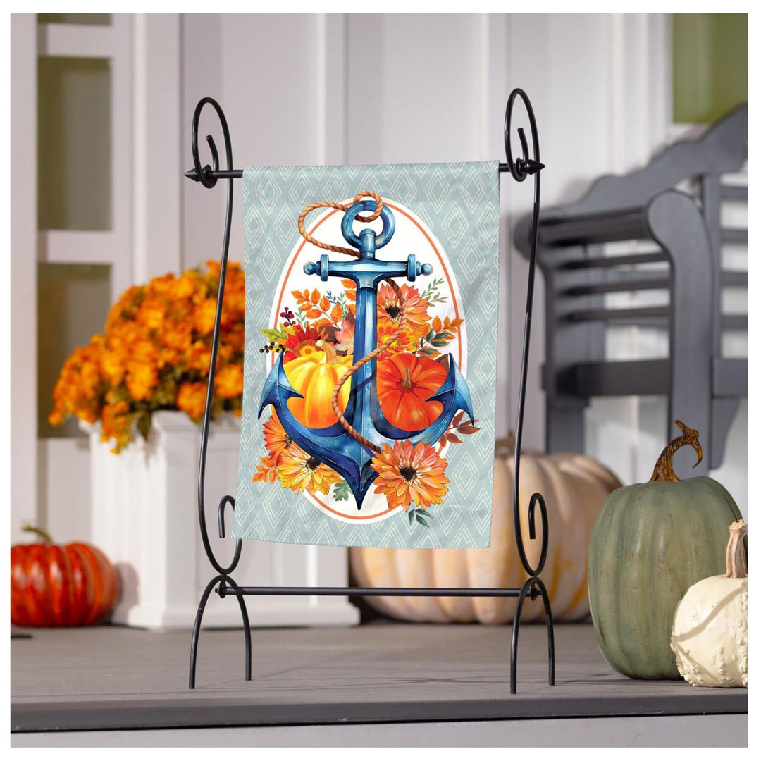 Coastal Autumn Anchor Suede Garden Flag / Fall Coastal Decor
