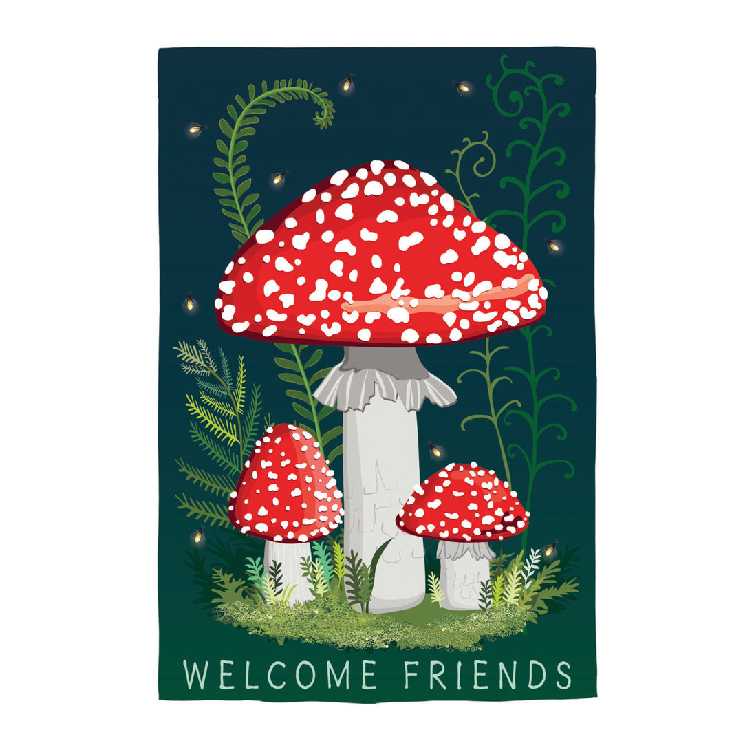 Garden Flag - Welcome Friends Mushroom