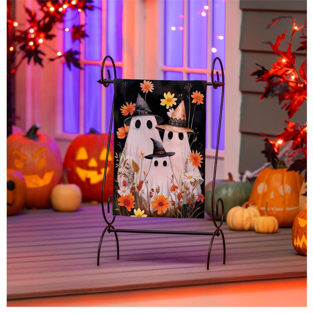 Friendly Ghost Trio Burlap Garden Flag / Halloween Decor