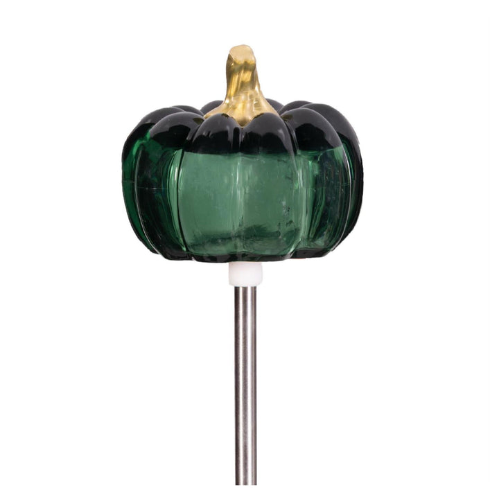 Solar Plastic  Pumpkin Garden Stake - LED Outdoor Light, Orange or Green, 24"