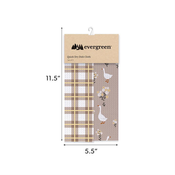 Hillside Pasture Goose Quick-Dry Dish Cloths - set of 3