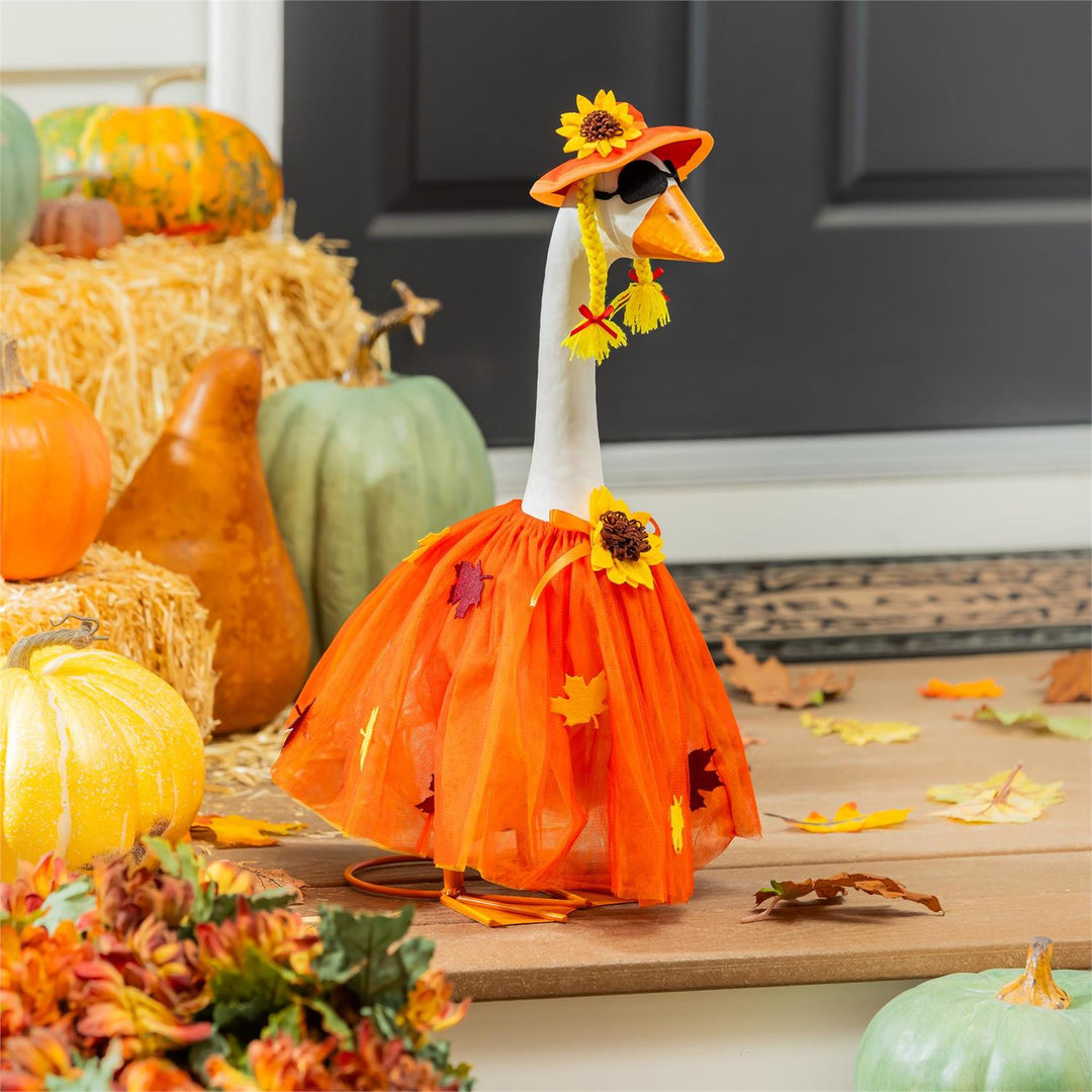Giddy Harvest Goose Outfit - Sunflower &amp; Autumn Leaves Porch Goose Costume
