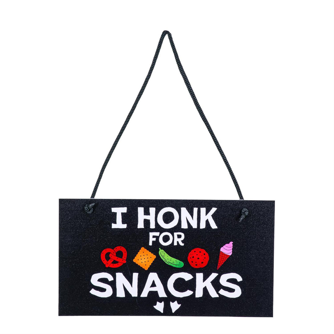 Giddy “I Honk for Snacks” Goose Sign – Funny Hanging Porch Goose Accessory