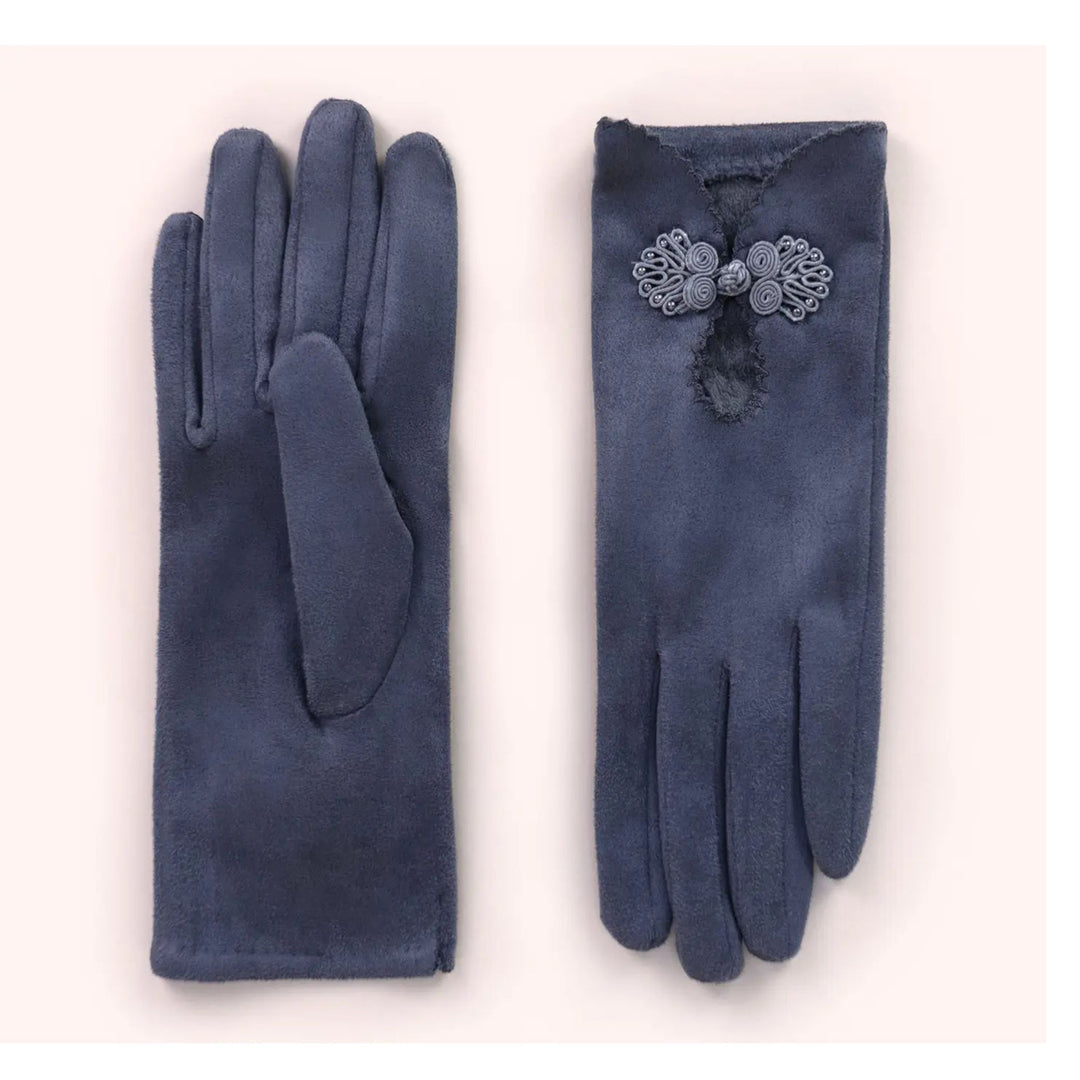 Suki Faux Suede Touchscreen Gloves - Slate Blue