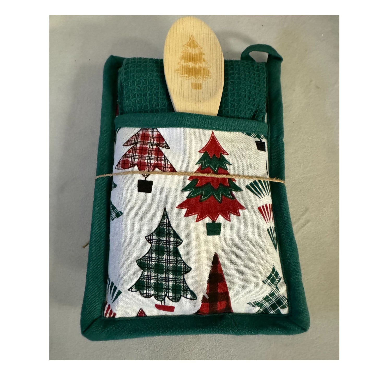 Oven Mitt, Tea Towel and Wood Spoon Set