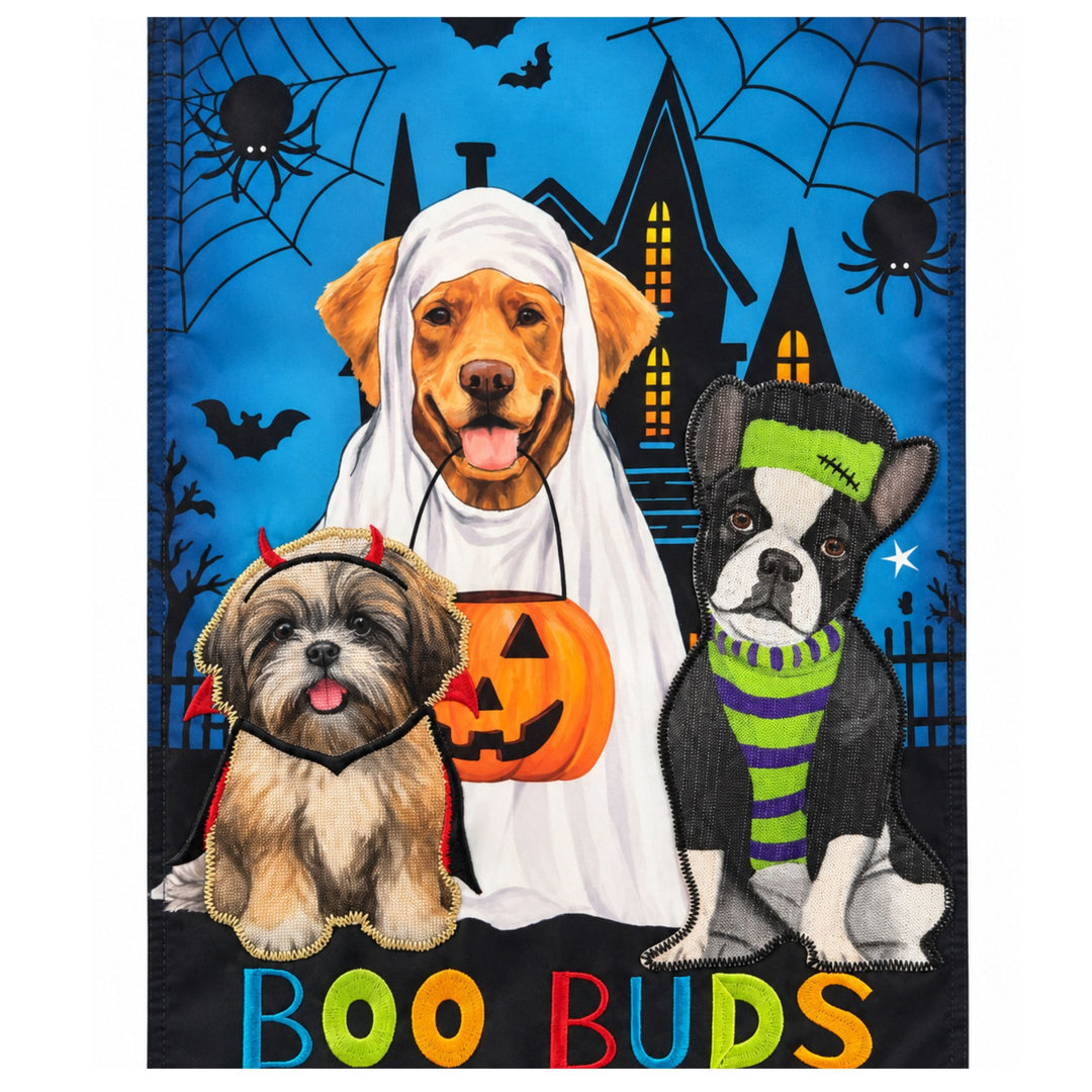 Boo Buds Halloween Dog Garden Flag