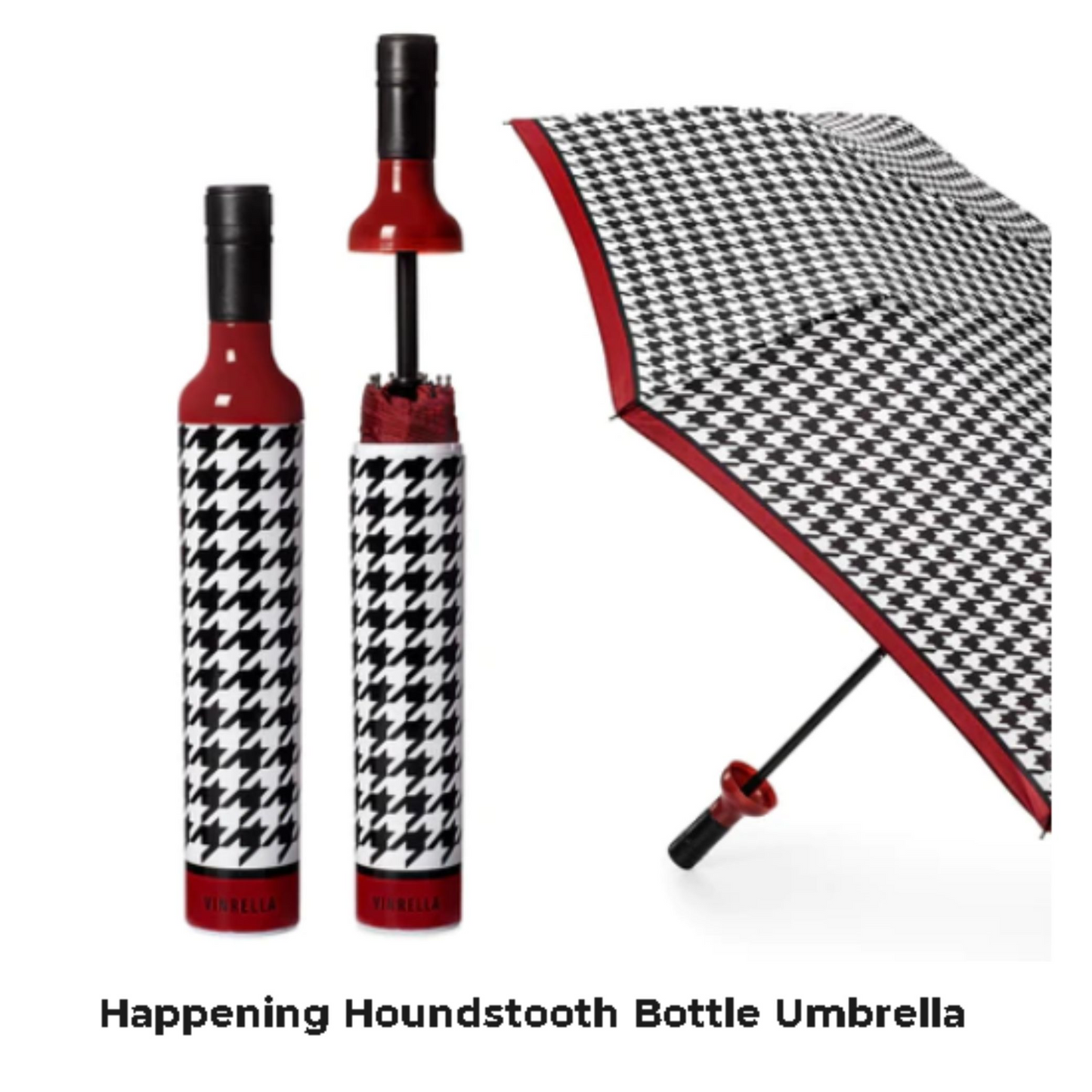 Umbrella Houndstooth Black and Red