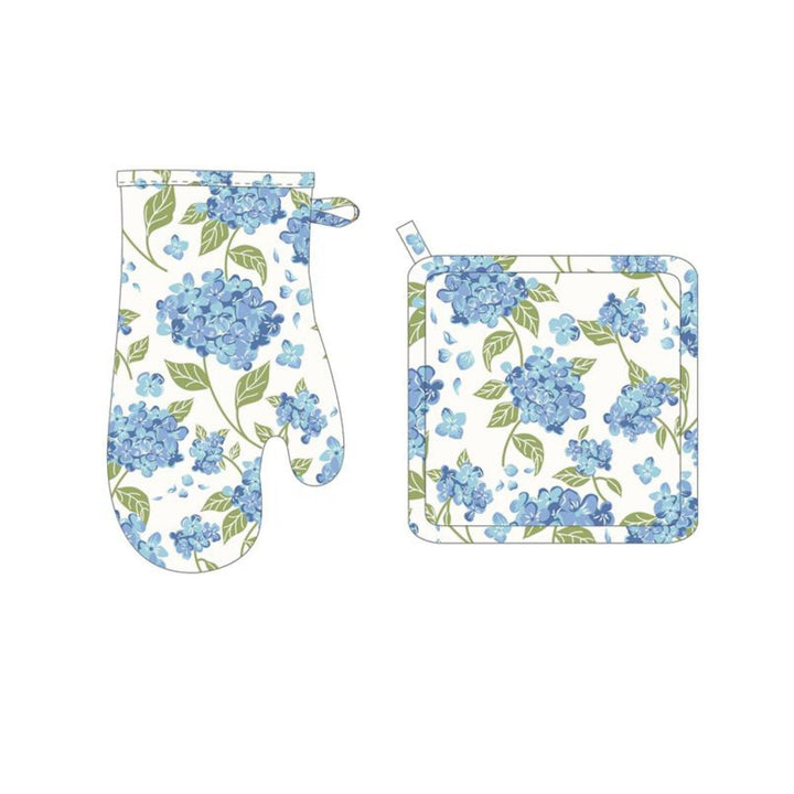 Hydrangea Oven Mitt and Pot Holder Set
