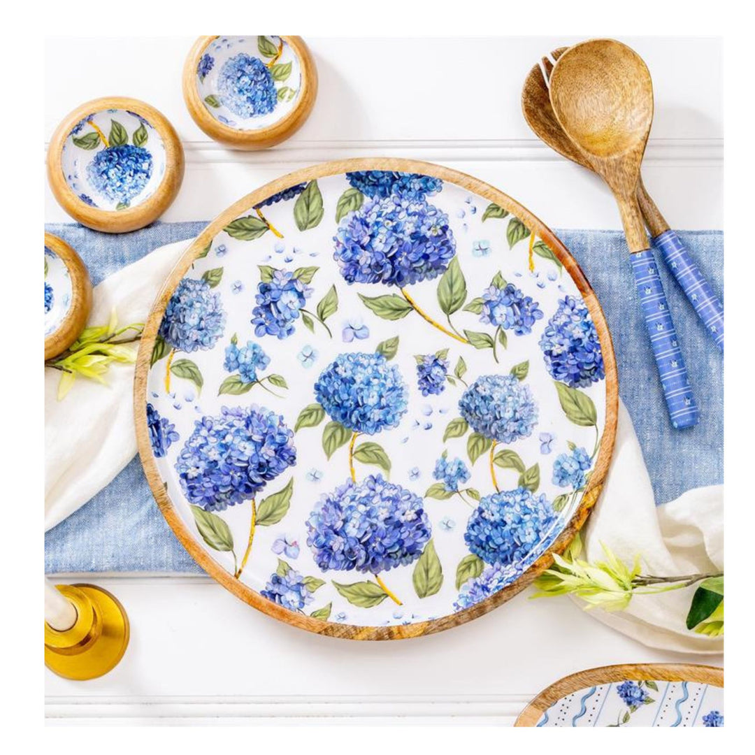 Hydrangea Foral Design Round 14" Platter--Elegant Botanical Serving Plate