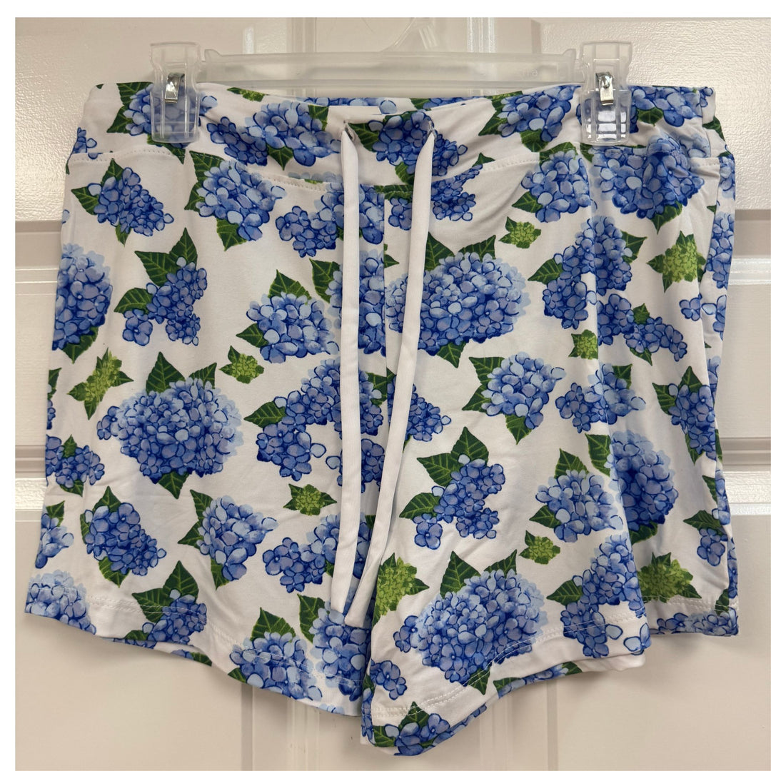 Hydrangea Lounge Shorts with Drawstring Waist
