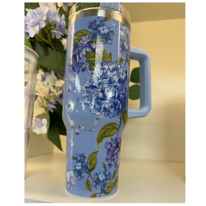 Hydrangea Haven 40 oz Stainless Steel Tumbler with Handle