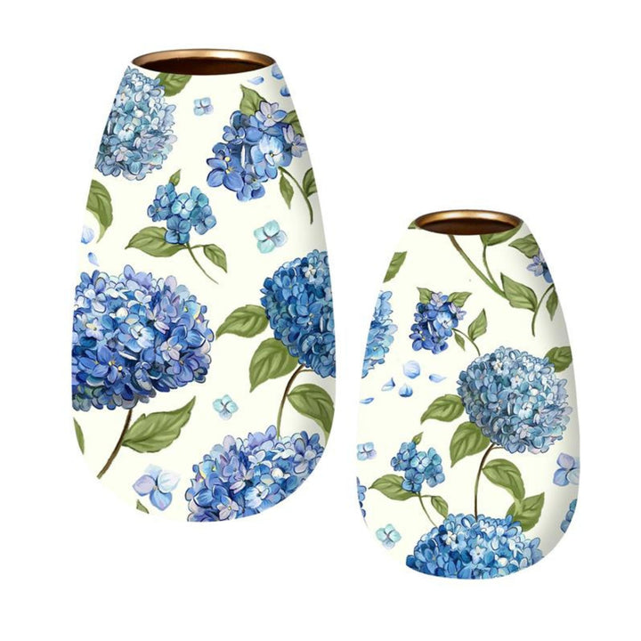 Hydreangea Print Metal Vase - Small or Large
