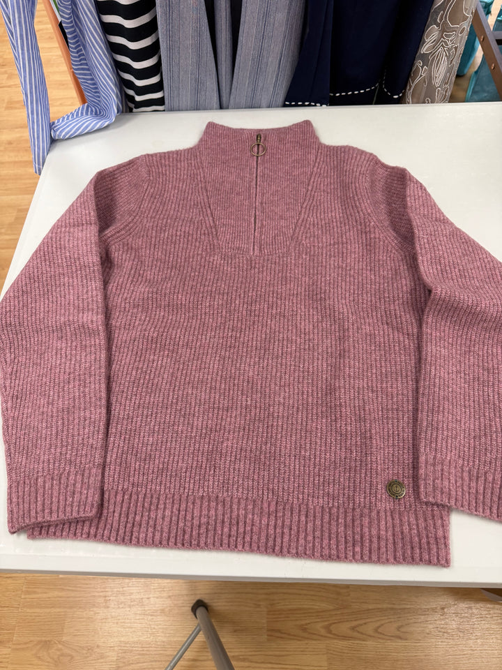 Mauve Ribbed Quarter-Zip Sweater