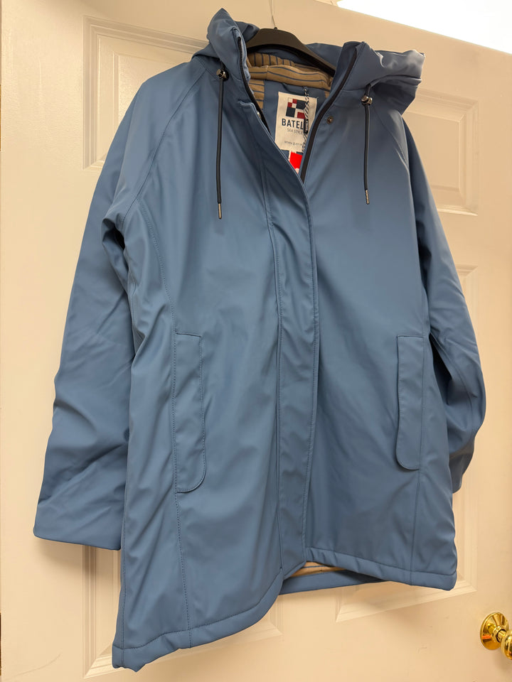 Batela Waterproof Padded Raincoat with Hood - Blue