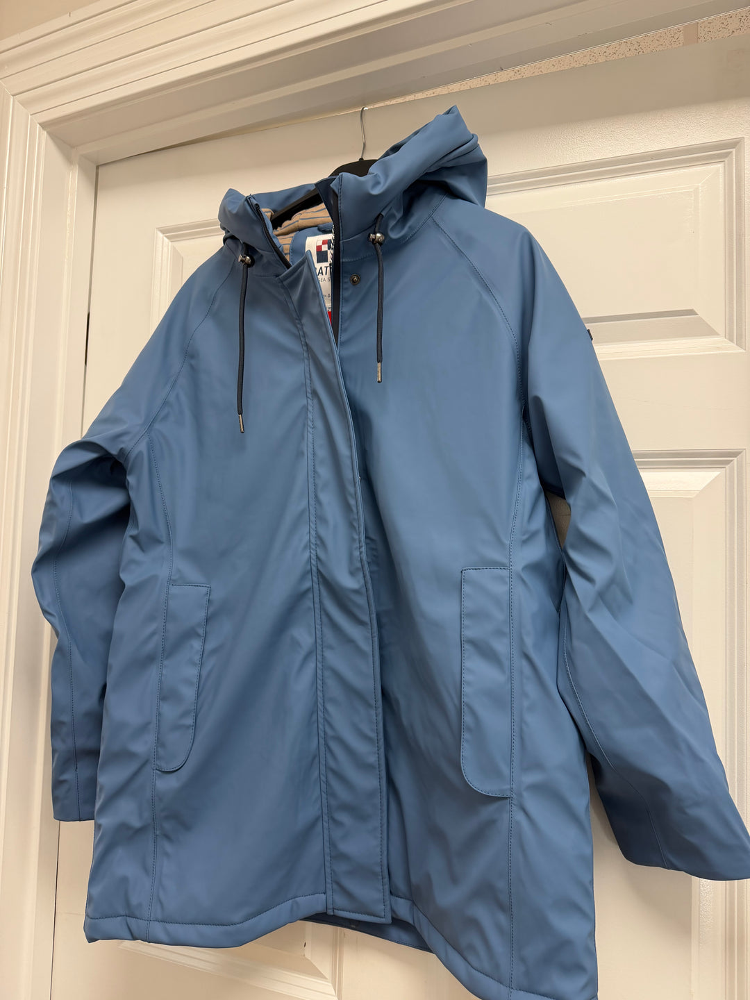 Batela Waterproof Padded Raincoat with Hood - Blue