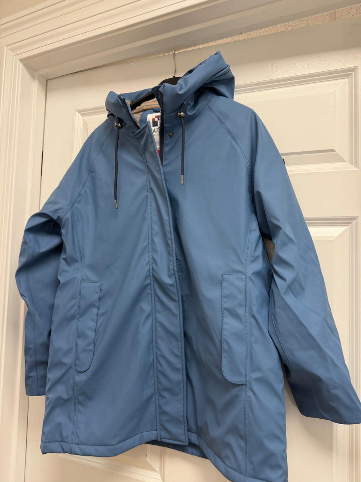 Batela Waterproof Padded Raincoat with Hood - Blue