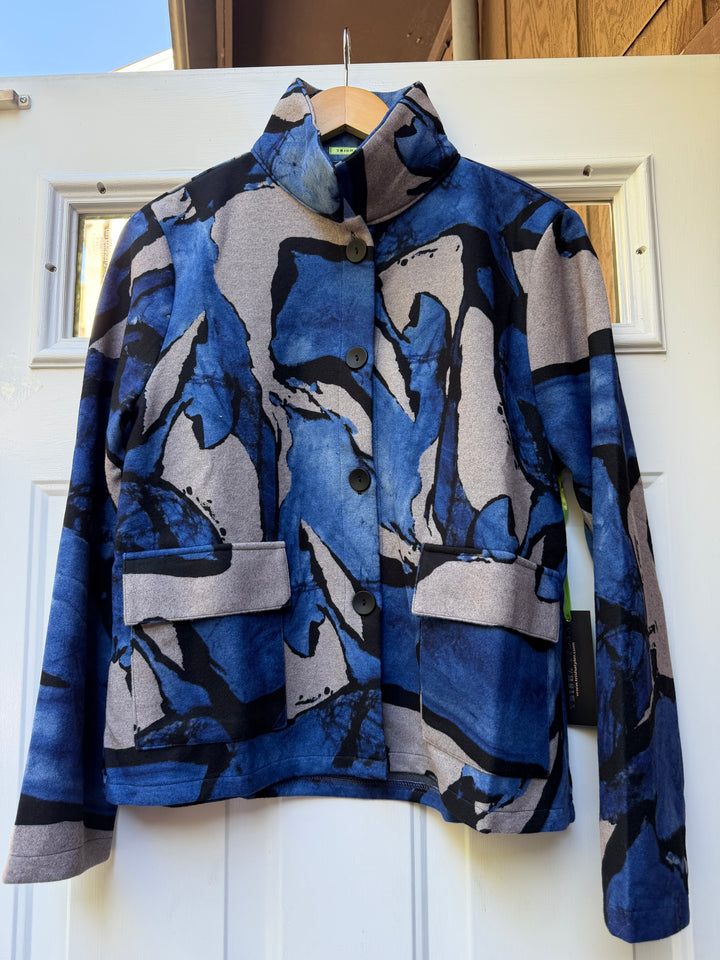 Trisha Tyler Blue Multi Abstract Print Jacket