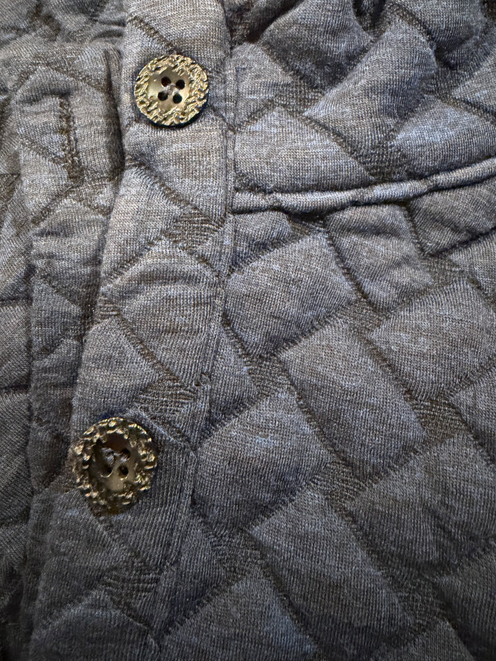 Navy Quilted Button-Front Jacket