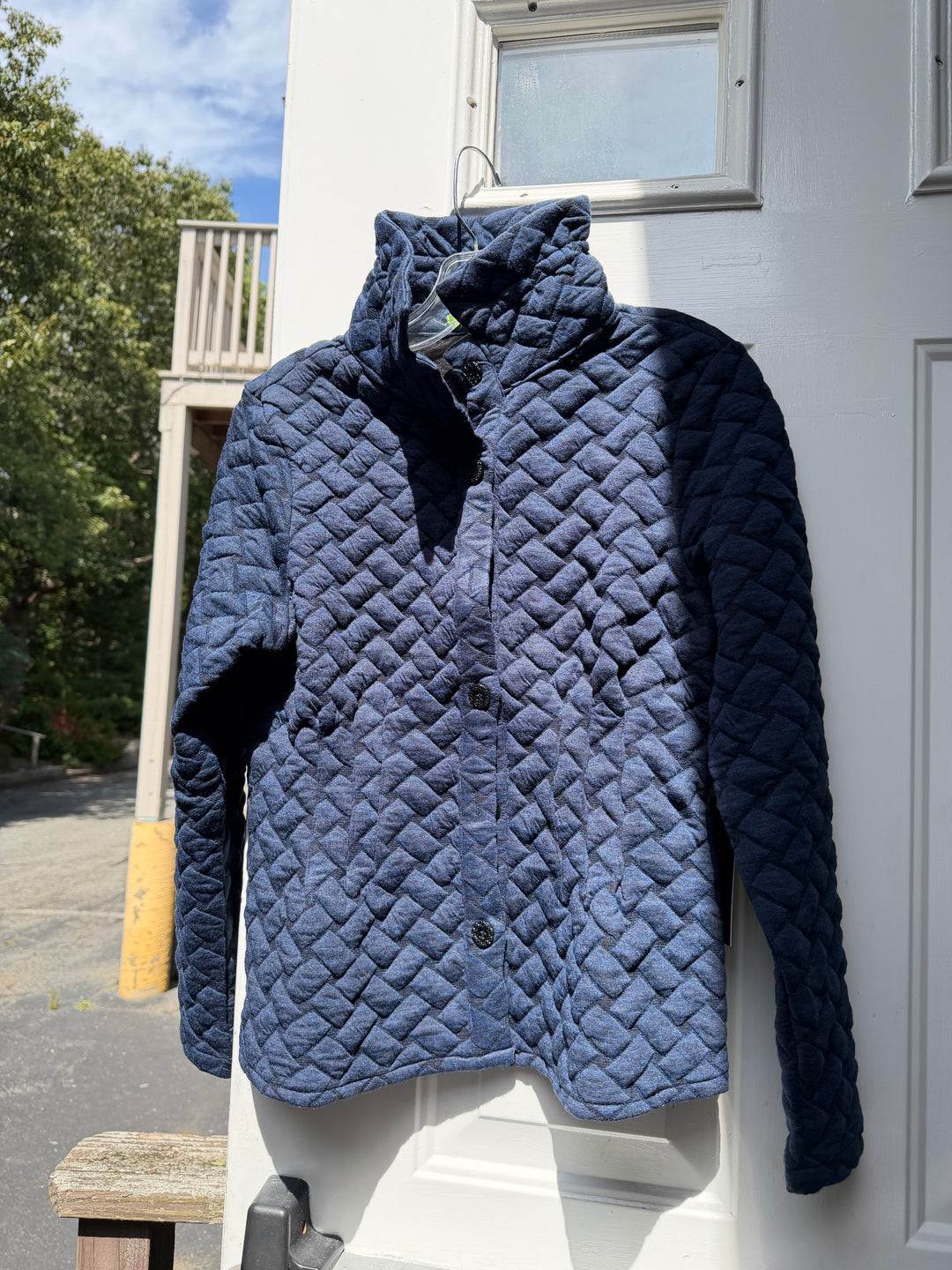 Navy Quilted Button-Front Jacket
