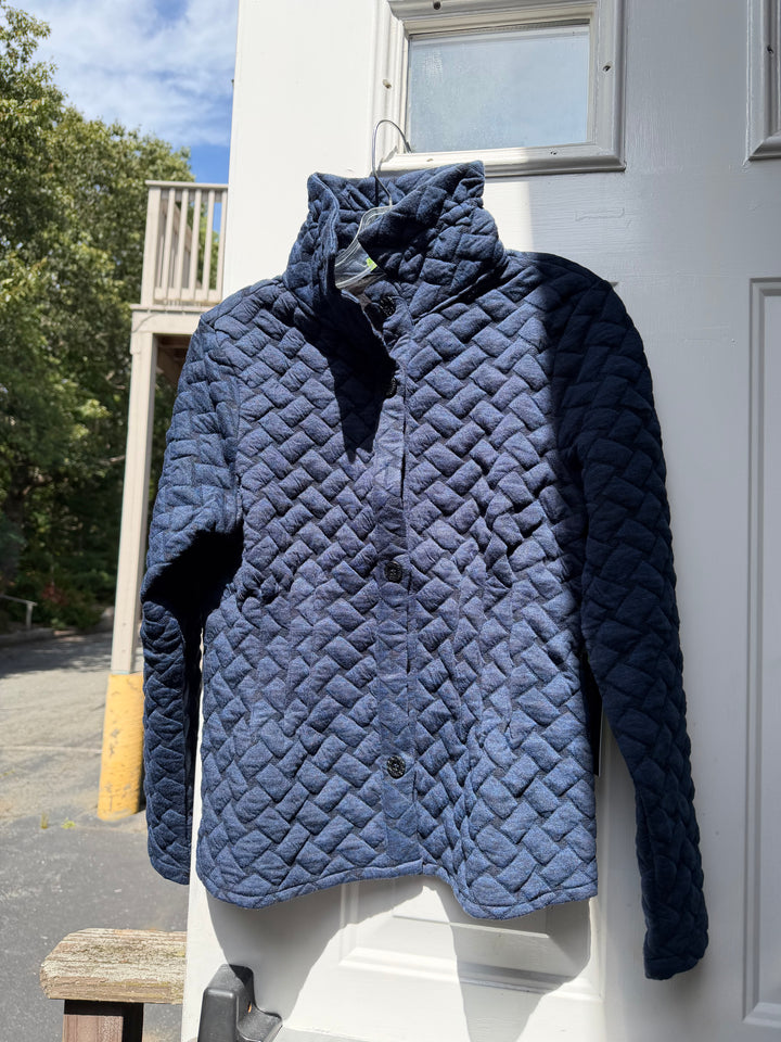 Navy Quilted Button-Front Jacket