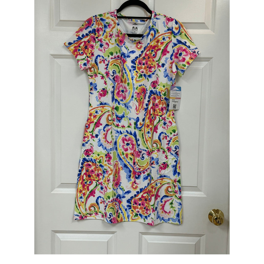 Sun Protection Dress - Barbara Christina Short Sleeve White Multi Colors