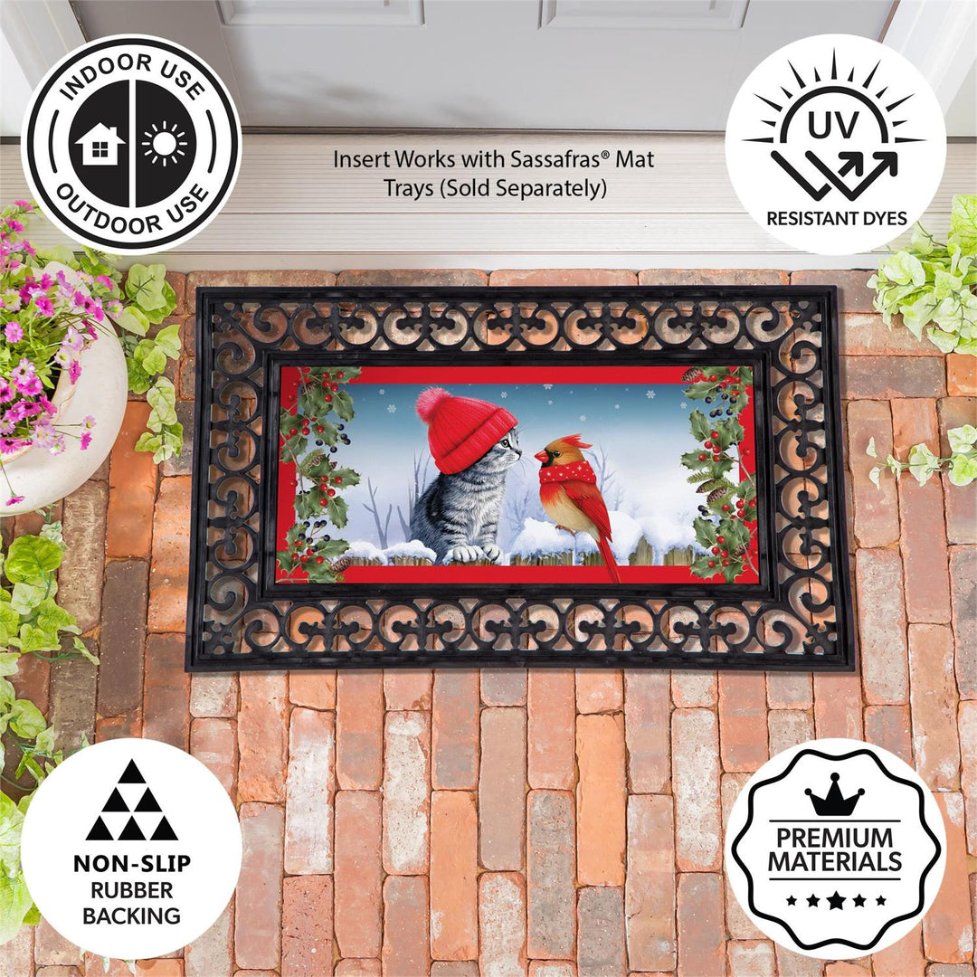 Winter Cat &amp; Cardinal Sassafras Switch Mat Insert