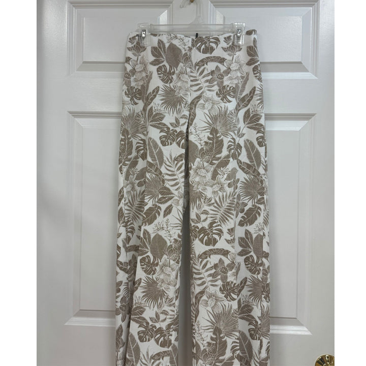 Lisette Palmetto 28" Wide Ankle Pant in Natural &amp; White Print