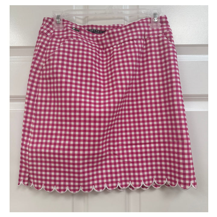 Pink &amp; White Check Pull-On Skort with Pockets