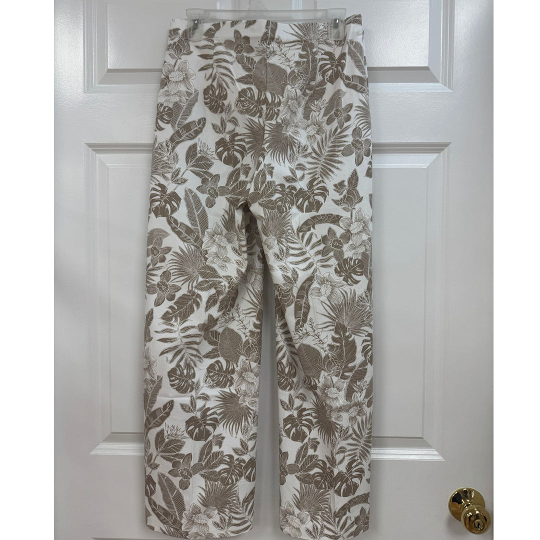 Lisette Palmetto 28" Wide Ankle Pant in Natural &amp; White Print