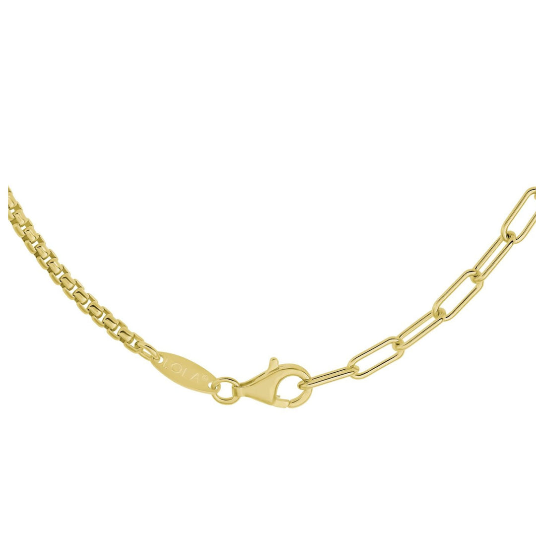 Lola Gold Split Chain Necklace - 18" Oval Link &amp; Rounded Box Chain / 3.5mm
