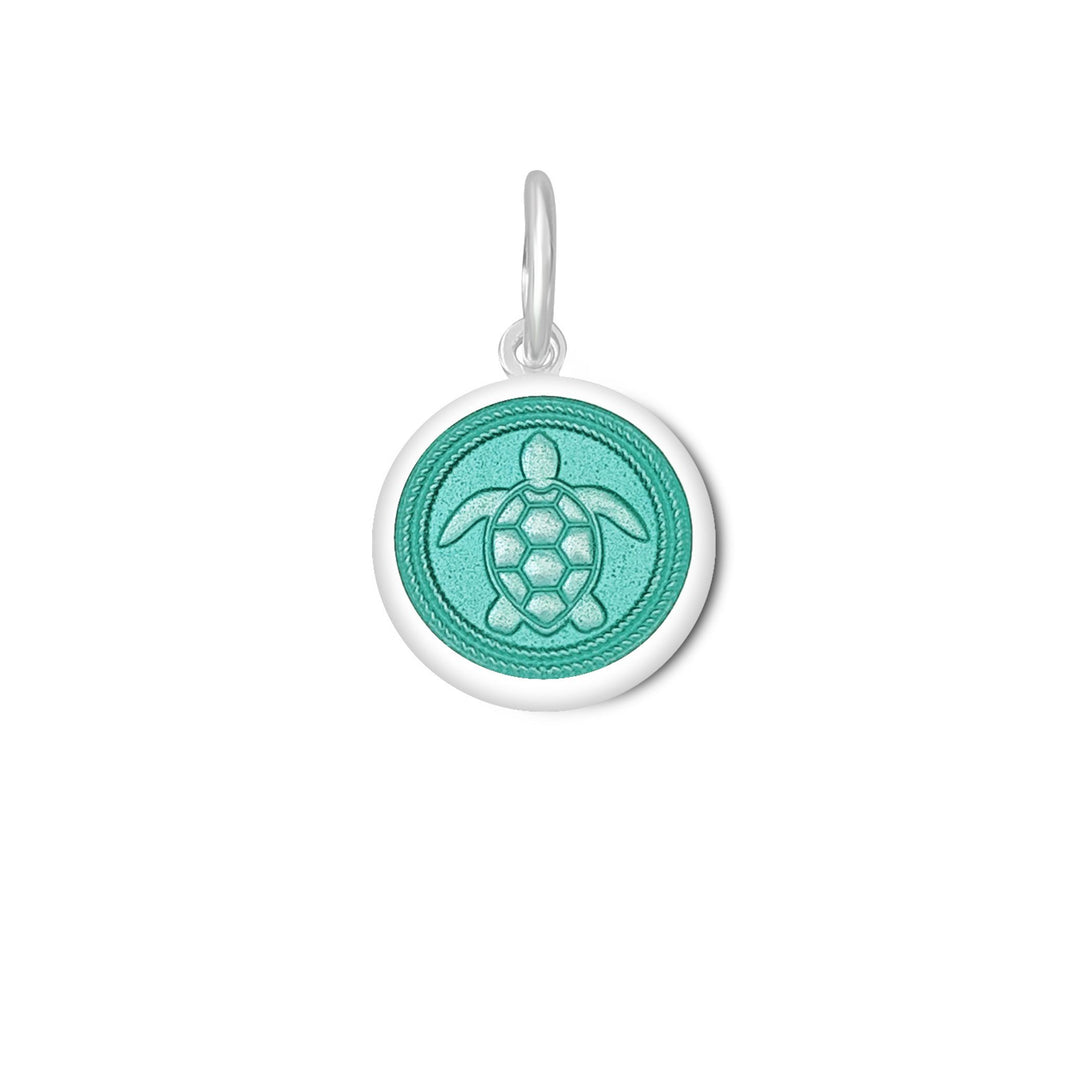 Lola Sea Turlte Pendant Charm - Adventure awaits - Seafoam &amp; Sterling Silver