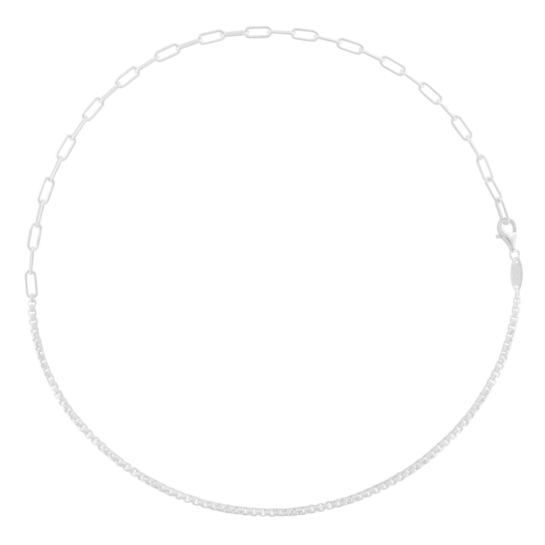Lola Silver Split Chain Necklace - 18" Oval Link &amp; Rounded Box Chain/3.5mm